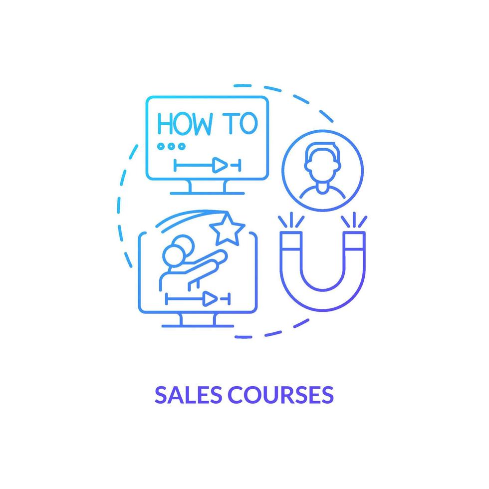 Sales courses blue gradient concept icon. Marketing and commerce field. Online education idea abstract idea thin line illustration. Isolated outline drawing. vector