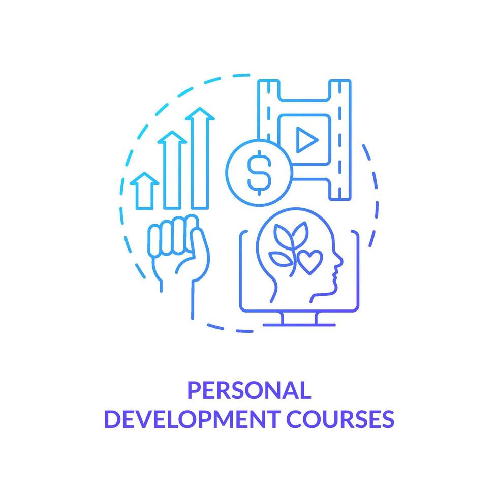 Personal development courses blue gradient concept icon. Gain skills. Online tutorial idea abstract idea thin line illustration. Isolated outline drawing. vector