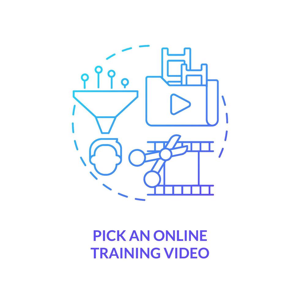 Pick online training video blue gradient concept icon. Film production. Creating educational video abstract idea thin line illustration. Isolated outline drawing. vector