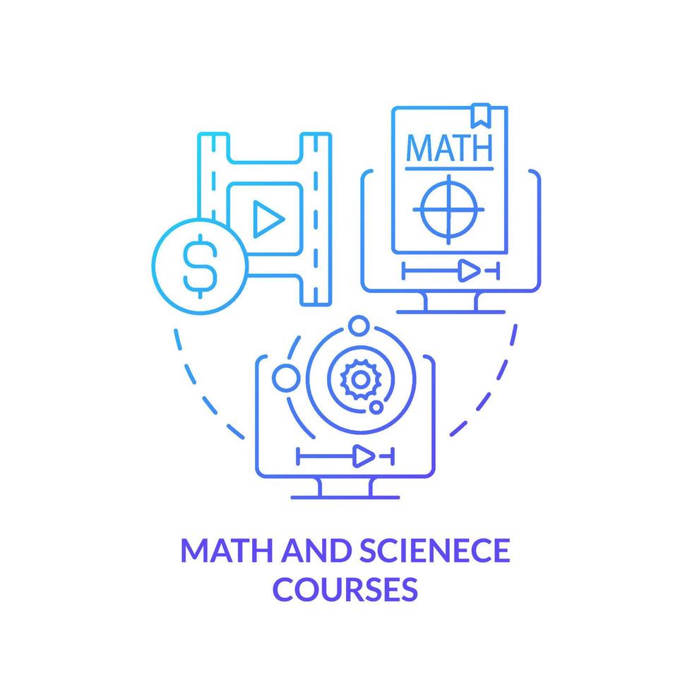 Math and science courses blue gradient concept icon. Natural, formal science. Online courses idea abstract idea thin line illustration. Isolated outline drawing. vector