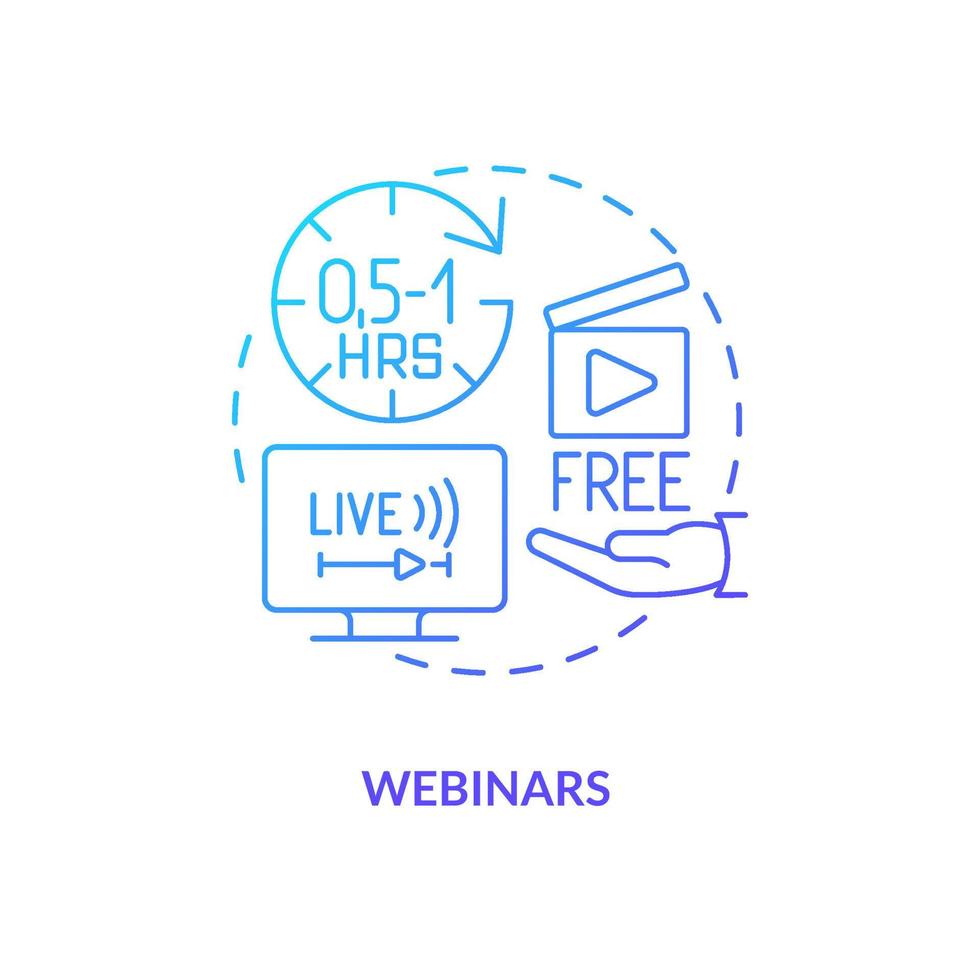 Webinars blue gradient concept icon. Live lecture. Real time broadcasting. Online tutorials type abstract idea thin line illustration. Isolated outline drawing. vector