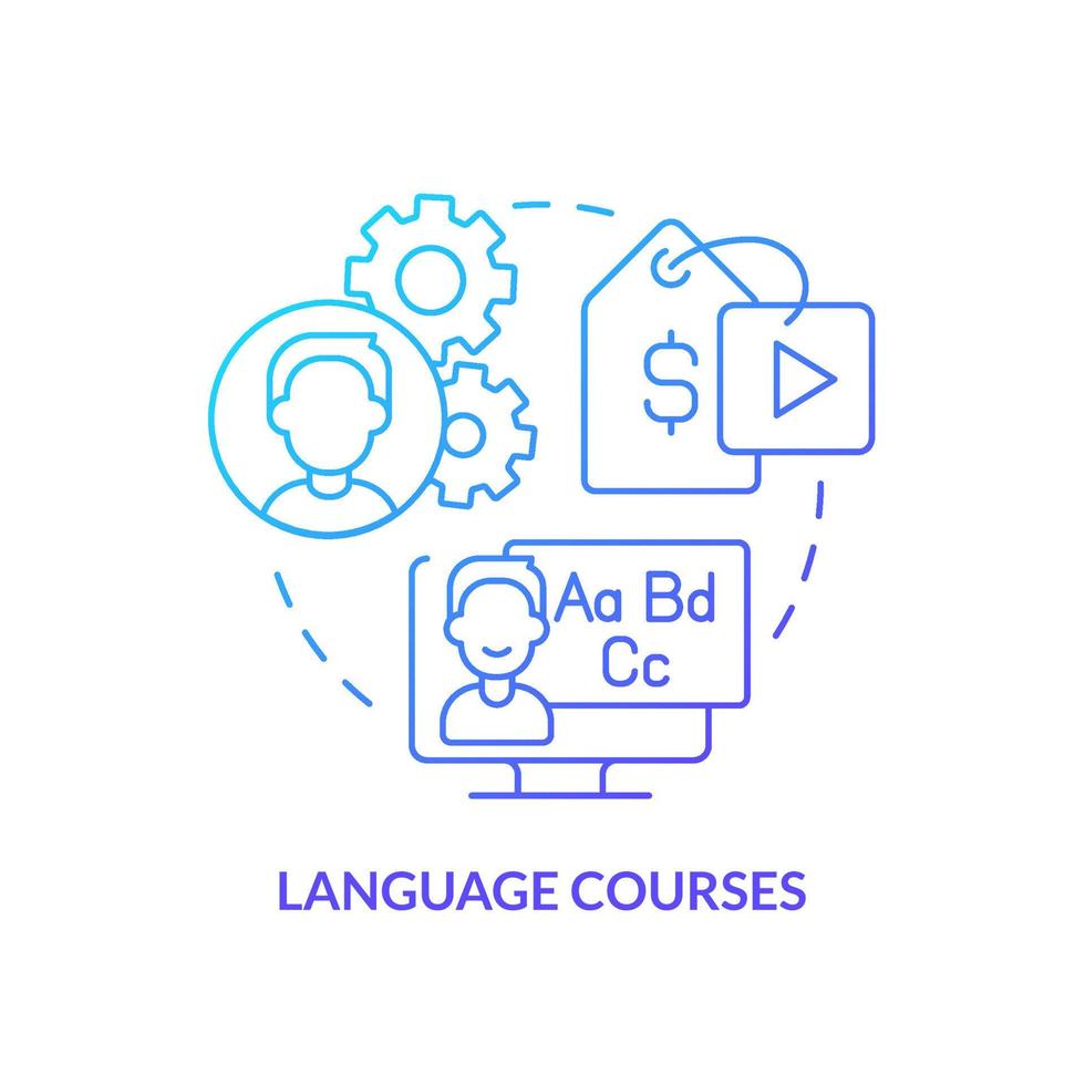 Language courses blue gradient concept icon. Speak foreign language. Translation. Online tutorial idea abstract idea thin line illustration. Isolated outline drawing. vector