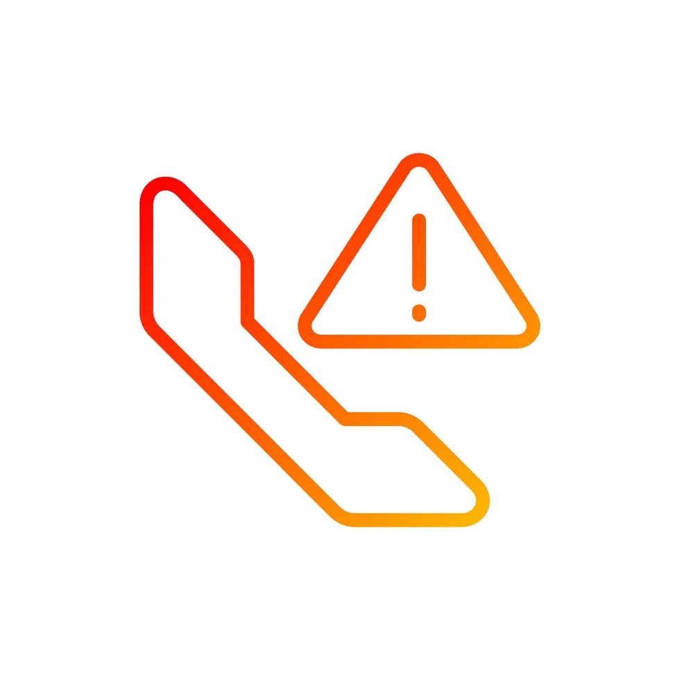 Call warning pixel perfect gradient linear vector icon. Telecommunication service error. Dialing interruption. Thin line color symbol. Modern style pictogram. Vector isolated outline drawing