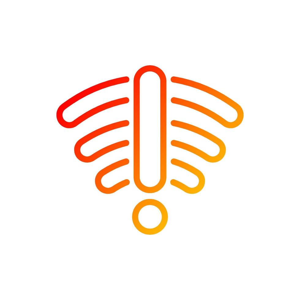 No internet connection pixel perfect gradient linear vector icon. Check router and modem. Wireless network error. Thin line color symbol. Modern style pictogram. Vector isolated outline drawing