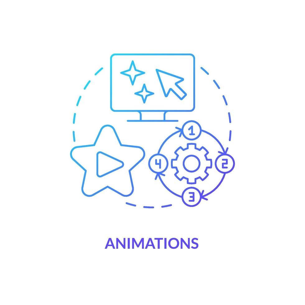 Animations blue gradient concept icon. Moving drawings. Visual information. Online video method abstract idea thin line illustration. Isolated outline drawing. vector