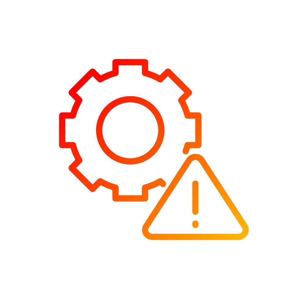 Technical warning pixel perfect gradient linear vector icon. Program settings issue. Device configuration problem. Thin line color symbol. Modern style pictogram. Vector isolated outline drawing