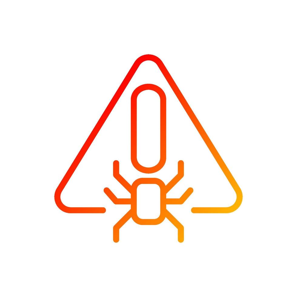 Virus warning pixel perfect gradient linear vector icon. Malicious software. Antivirus program precaution. Thin line color symbol. Modern style pictogram. Vector isolated outline drawing