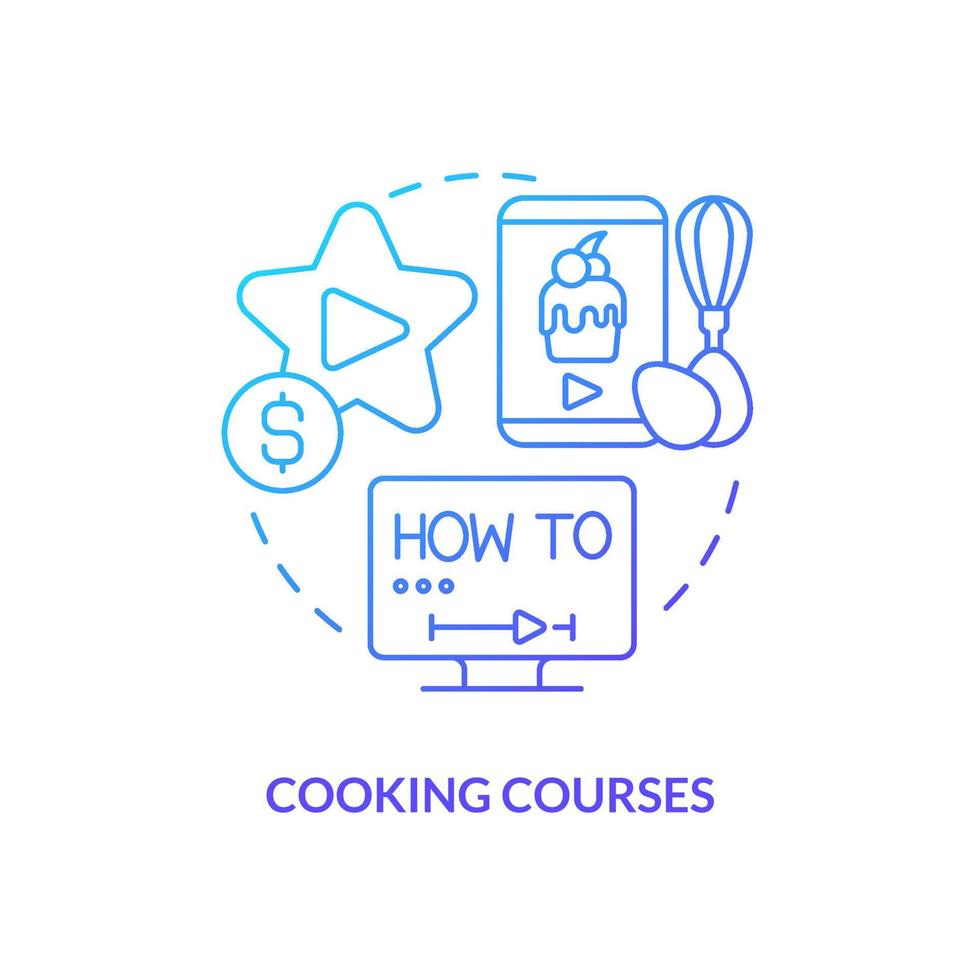 Cooking courses blue gradient concept icon. Culinary lessons. Baking recipes. Online tutorial idea abstract idea thin line illustration. Isolated outline drawing. vector