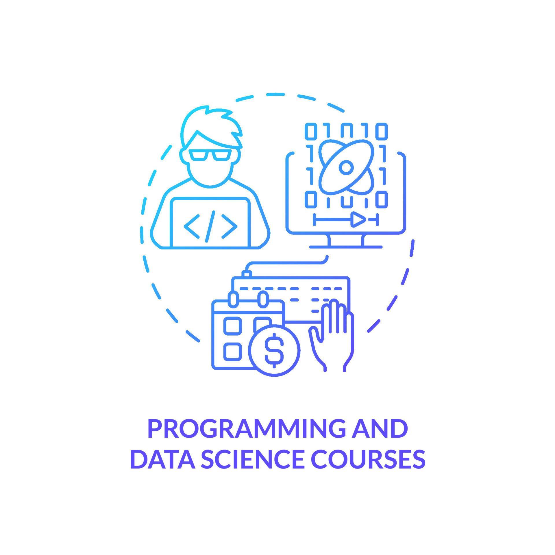 Programming and data science courses blue gradient concept icon. Career ...