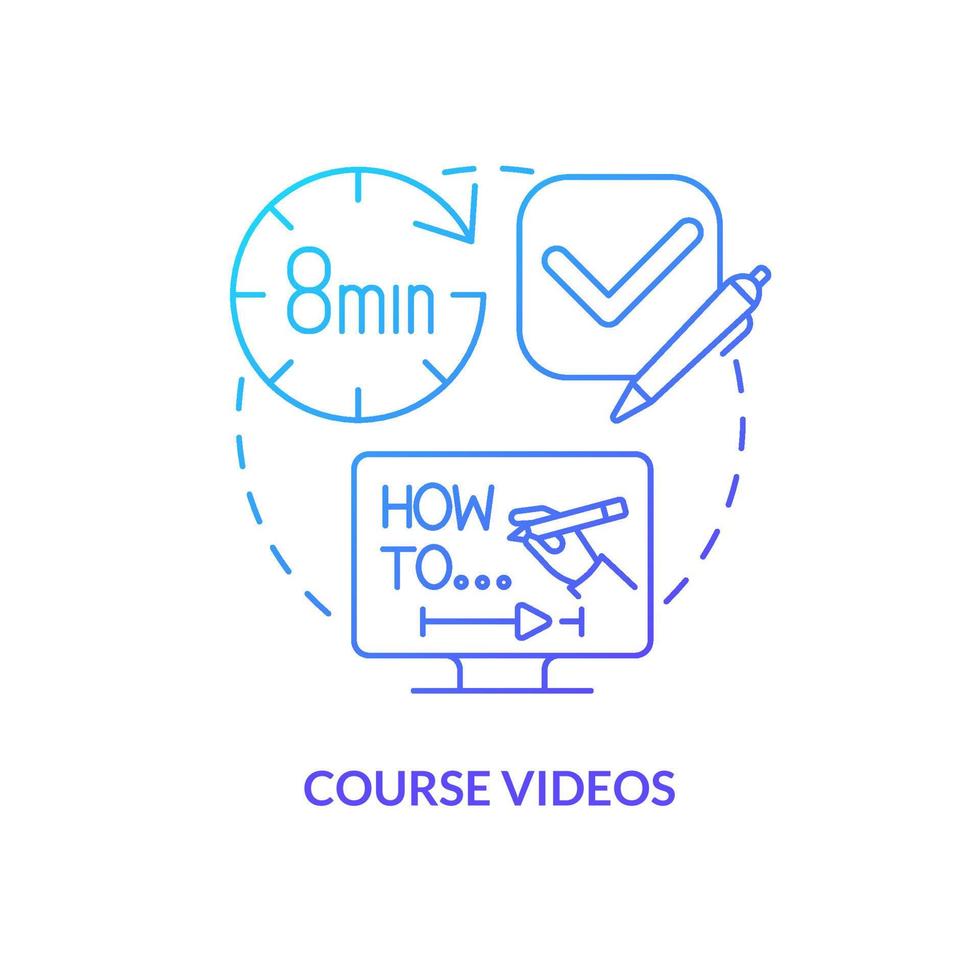 Course videos blue gradient concept icon. Recorded lecture. Key information. Online tutorials type abstract idea thin line illustration. Isolated outline drawing. vector