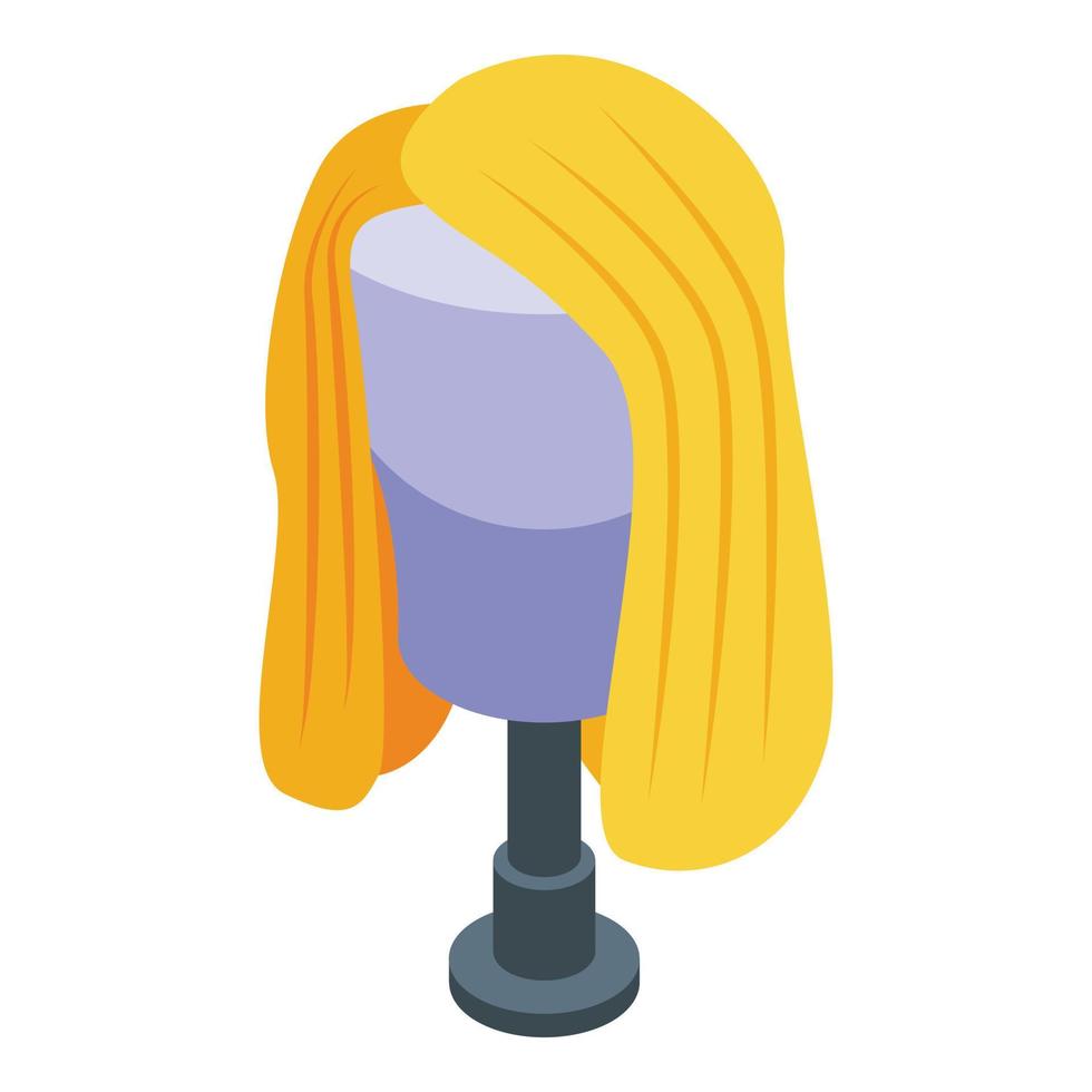 Golden wig icon, isometric style vector