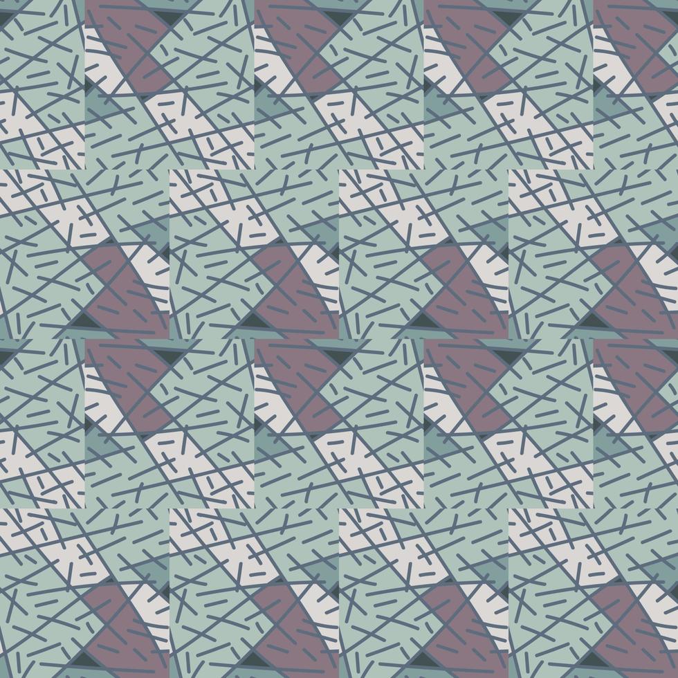 Vintage ethnic line ornament. Hand drawn tribal geometric tile. Random lines mosaic seamless pattern. vector
