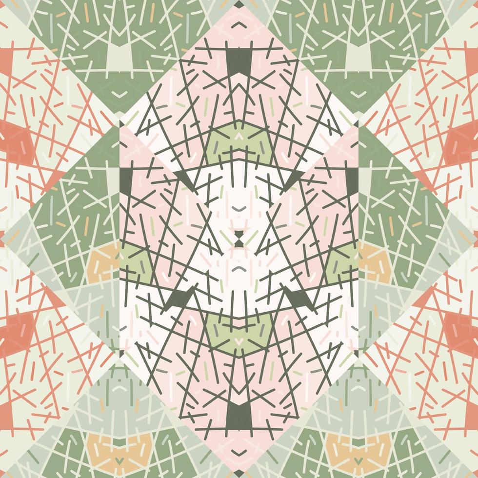 Abstract geometric ethnic tile. Hand drawn tribal lines mosaic vintage ornament. vector