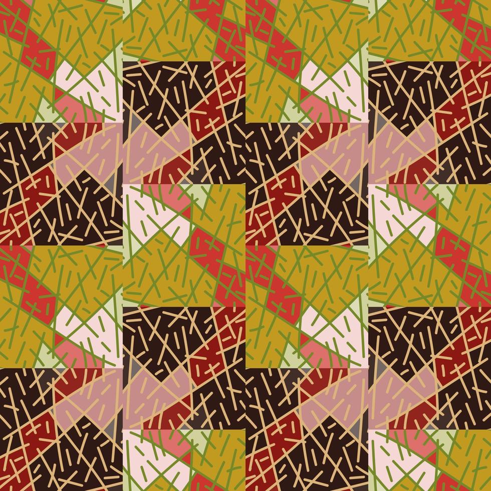 adorno de línea étnica vintage. azulejo geométrico tribal dibujado a mano. patrón sin costuras de mosaico de líneas aleatorias. vector