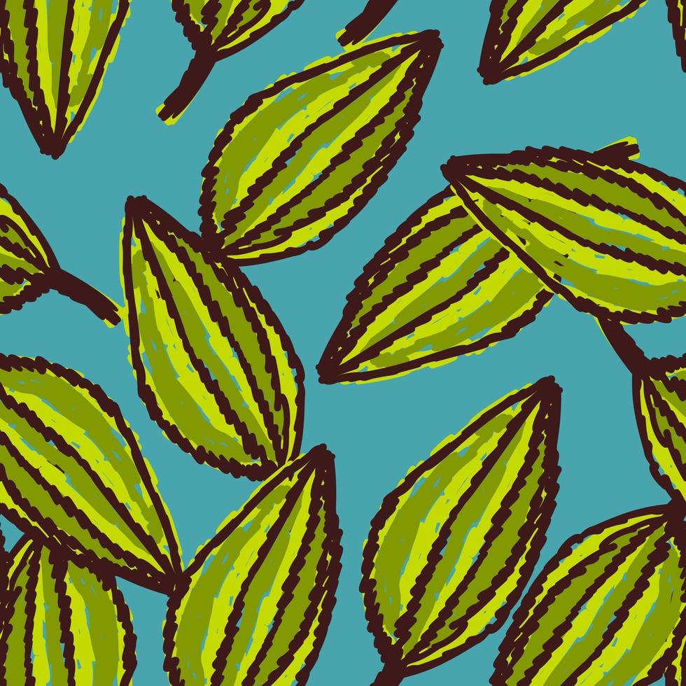 Freehand tropical palm leaves seamless pattern. Hand drawn exotic botanical texture. Sketch jungle leaf seamless wallpaper. vector