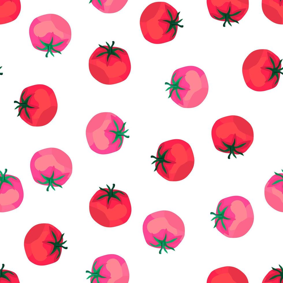 Seamless pattern with tomato. Organic vegetable wallpaper. vector