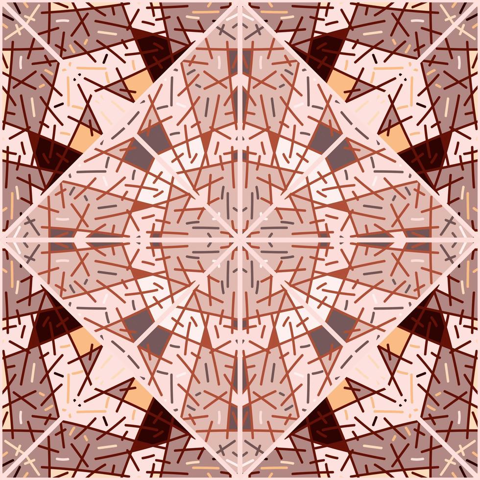 Hand drawn tribal geometric tile. Vintage ethnic line ornament. Random lines mosaic seamless pattern. vector