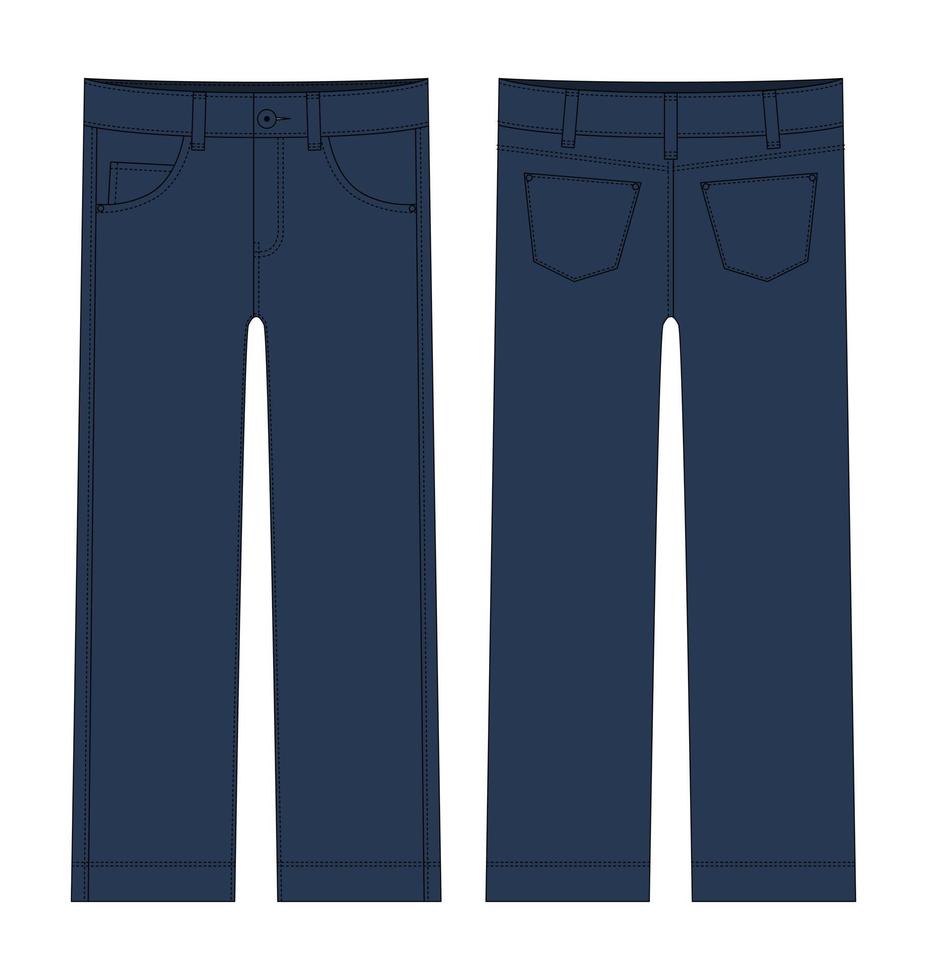 boceto técnico de jeans clásicos para niños. color azul oscuro vector