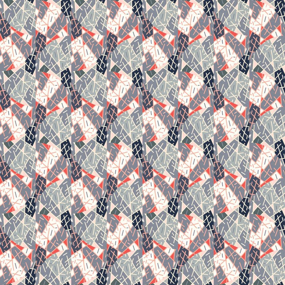 Creative tribal lines mosaic seamless pattern. Hand drawn geometric ethnic tile. Vintage line ornament vector