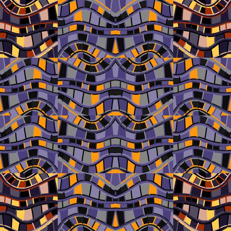 ornamento de mosaico de líneas geométricas dibujadas a mano. patrón sin costuras de mosaico de caleidoscopio abstracto. fondo de pantalla de línea vintage. vector