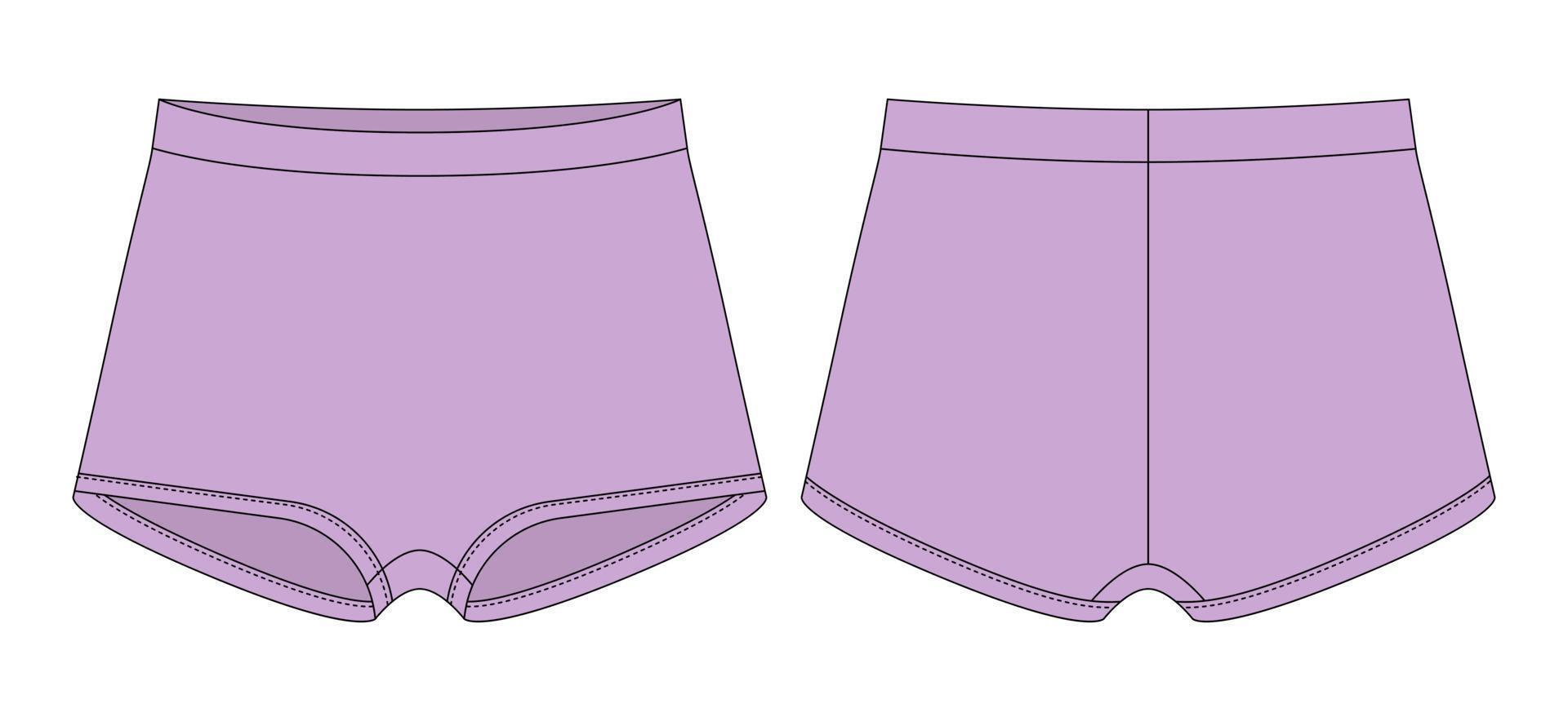 boceto técnico de bragas de chicas en blanco. color violeta pastel. lencería de señora. calzoncillos femeninos. vector