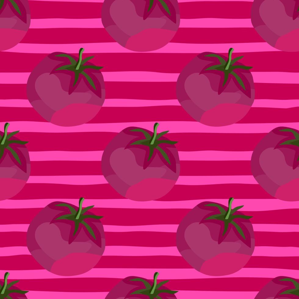 Seamless pattern with tomato. Organic vegetable wallpaper. vector