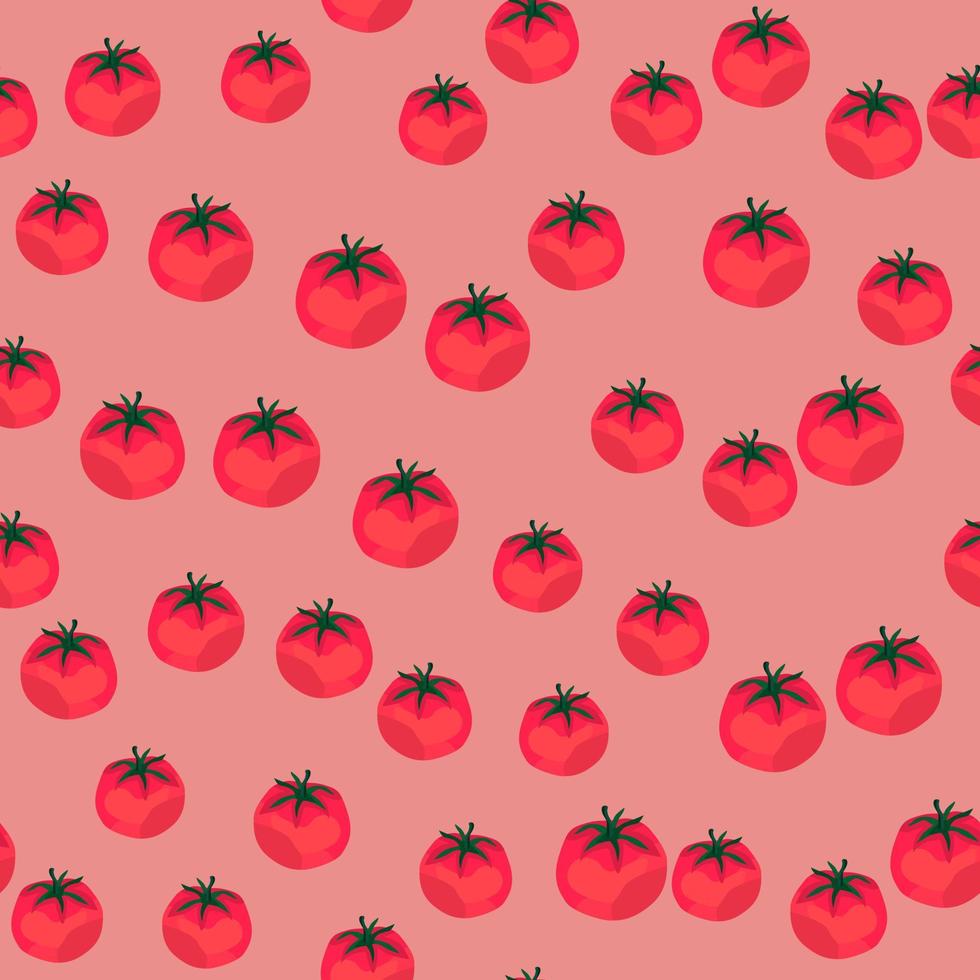 Seamless pattern with tomato. Organic vegetable wallpaper. vector