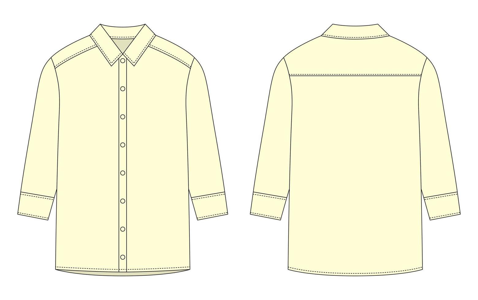 Camisa oversize con dibujo técnico de manga larga y botones. color de la leche maqueta de camisa casual unisex. vector