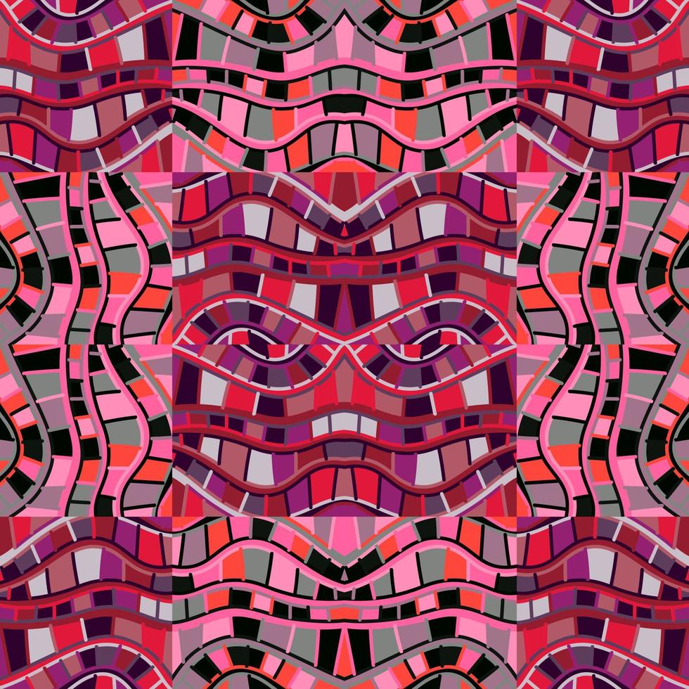 Hand drawn geometric lines tile ornament. Abstract kaleidoscope mosaic seamless pattern. Vintage line wallpaper. vector