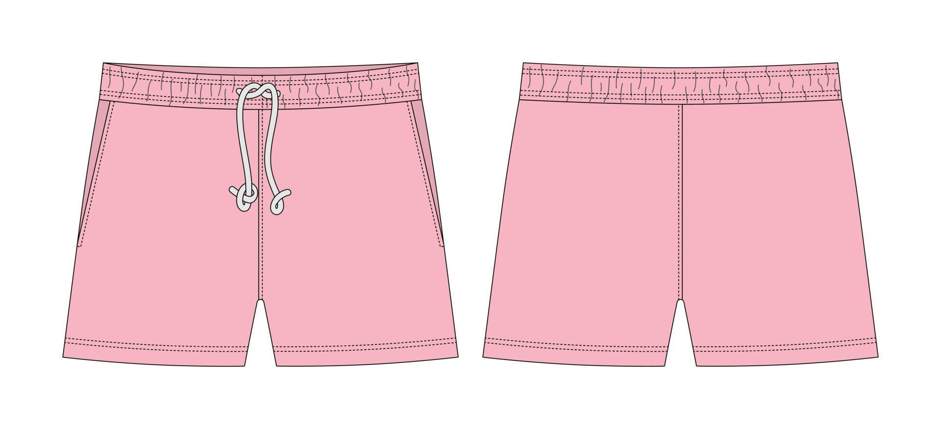 Blank shorts pants technical sketch design template. Peach pink color Blank shorts pants technical sketch design template. Peach pink color