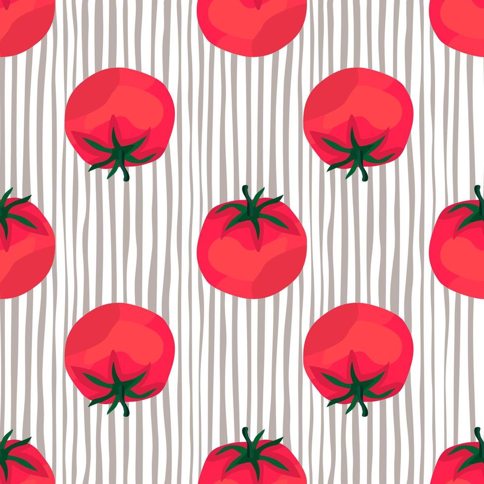 Seamless pattern with tomato. Organic vegetable wallpaper. vector