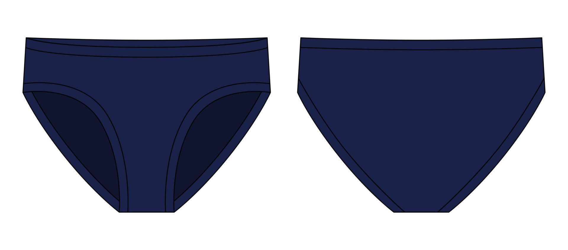 Technical sketch of briefs for girls. Female red underpants. Dark