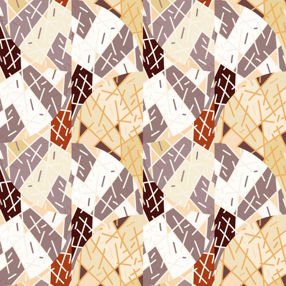 Creative tribal lines mosaic seamless pattern. Hand drawn geometric ethnic tile. Vintage line ornament vector