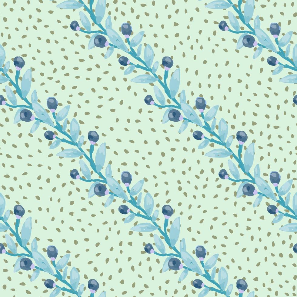 Seamless pattern with berry branches. Hand drawn wild berries floral wallpaper. vector