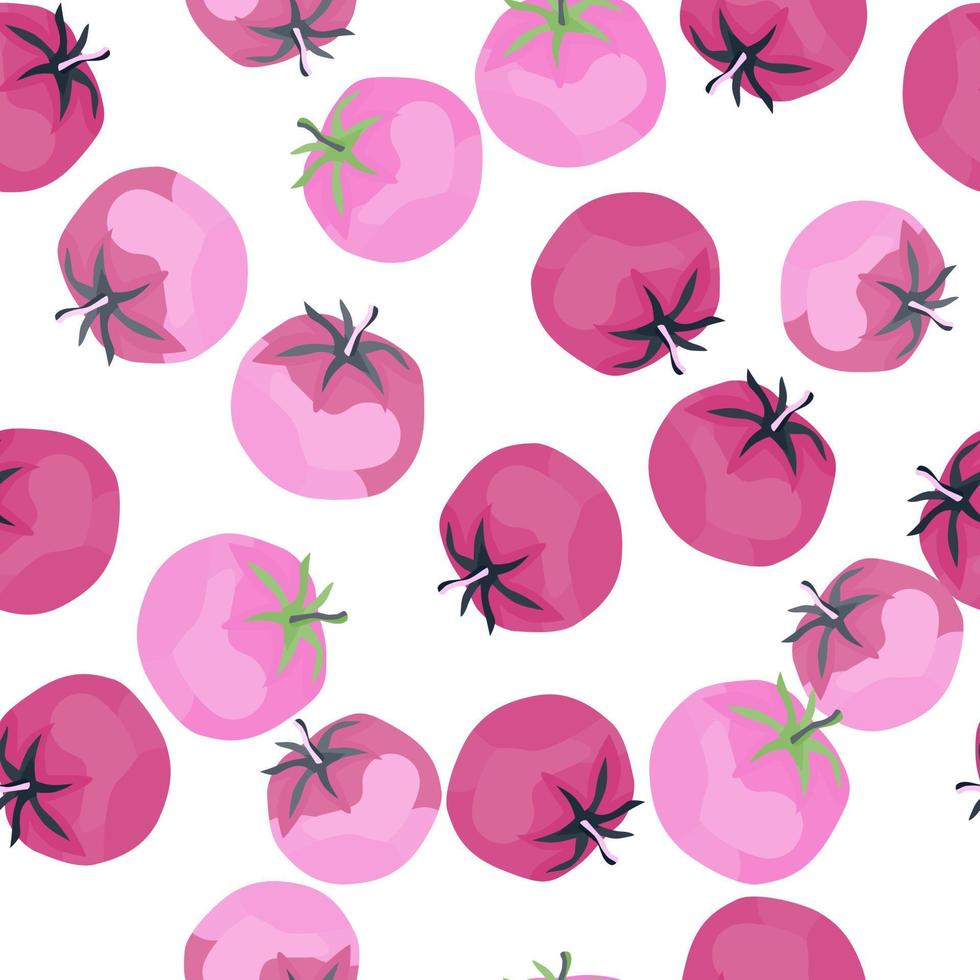 Seamless pattern with tomato. Organic vegetable wallpaper. vector