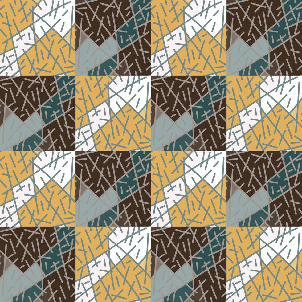 Vintage ethnic line ornament. Hand drawn tribal geometric tile. Random lines mosaic seamless pattern. vector