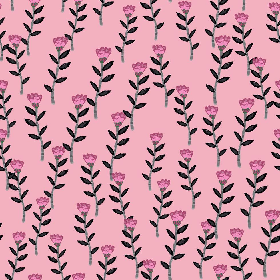 Decorative floral wallpaper. Folk flower seamless pattern in naive art style. vector