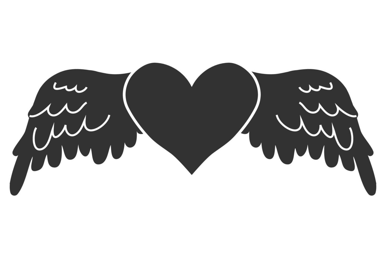 alas de ángel con corazón en estilo de dibujos animados aislado sobre fondo blanco, elemento de diseño para la decoración. ilustración vectorial vector