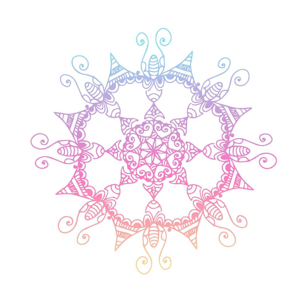 Ethnic motif mandala, boho ornament colorful isolated on white background. Anti-stress therapy patterns. Weave design elements. Yoga. Vector illustration