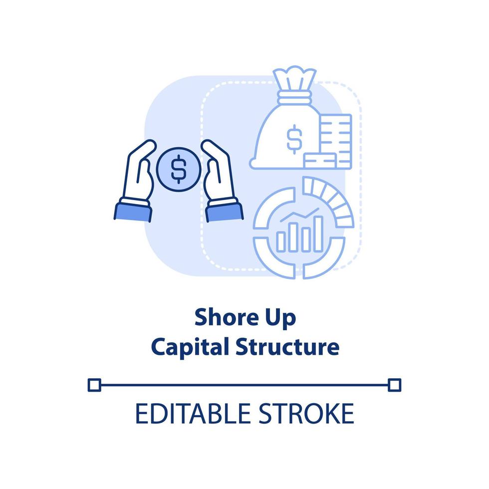 Shore up capital structure light blue concept icon vector