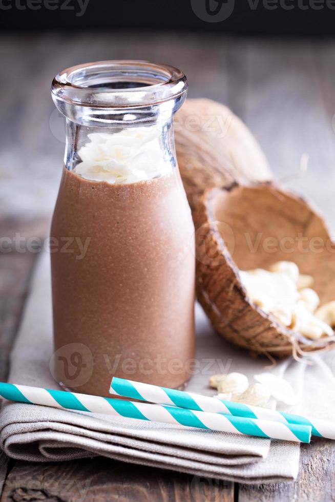 Healthy vegan chocolate coconut shake photo