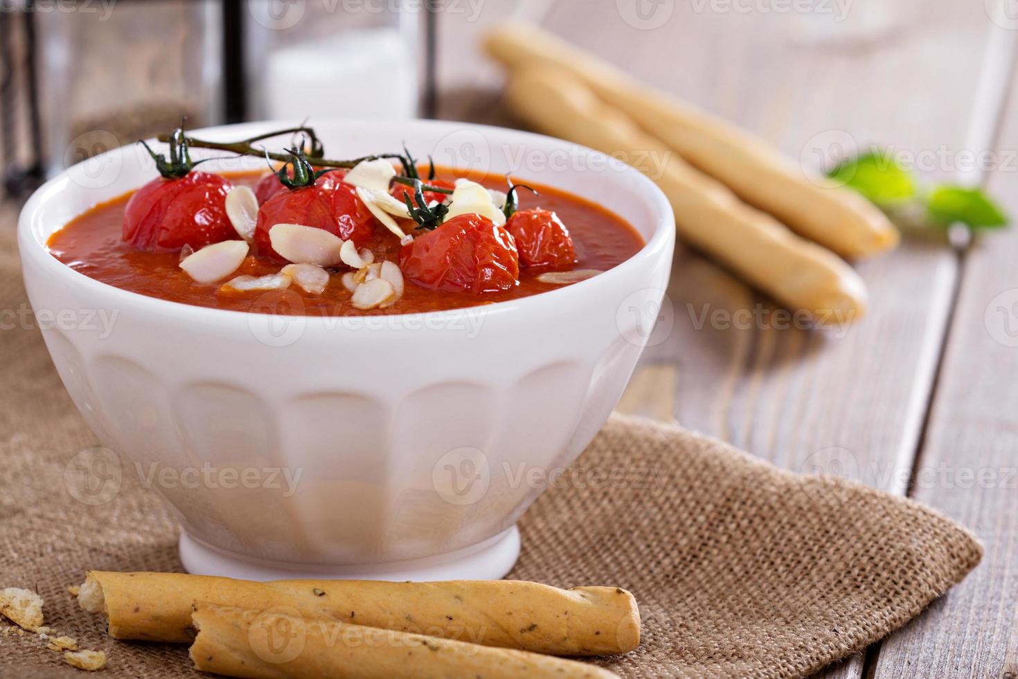 Tomato soup in a bowl photo