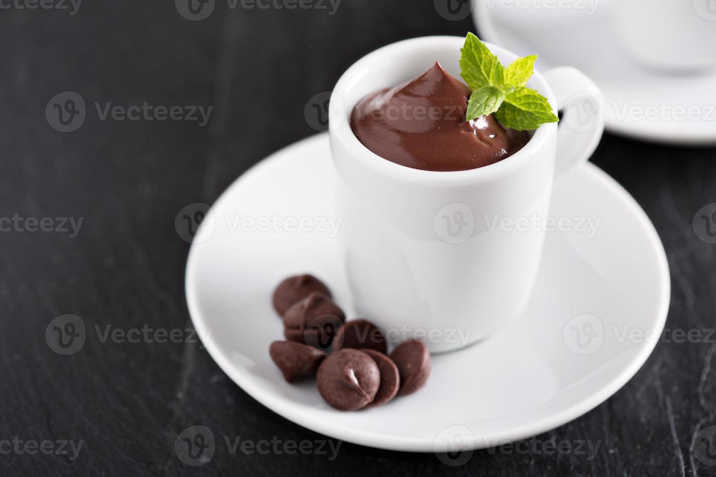 Chocolate pudding in small cups photo