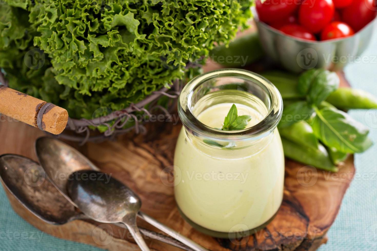 Creamy vegan avocado sauce photo