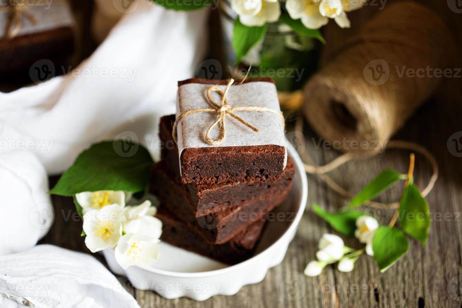 Chocolate mascarpone brownies photo