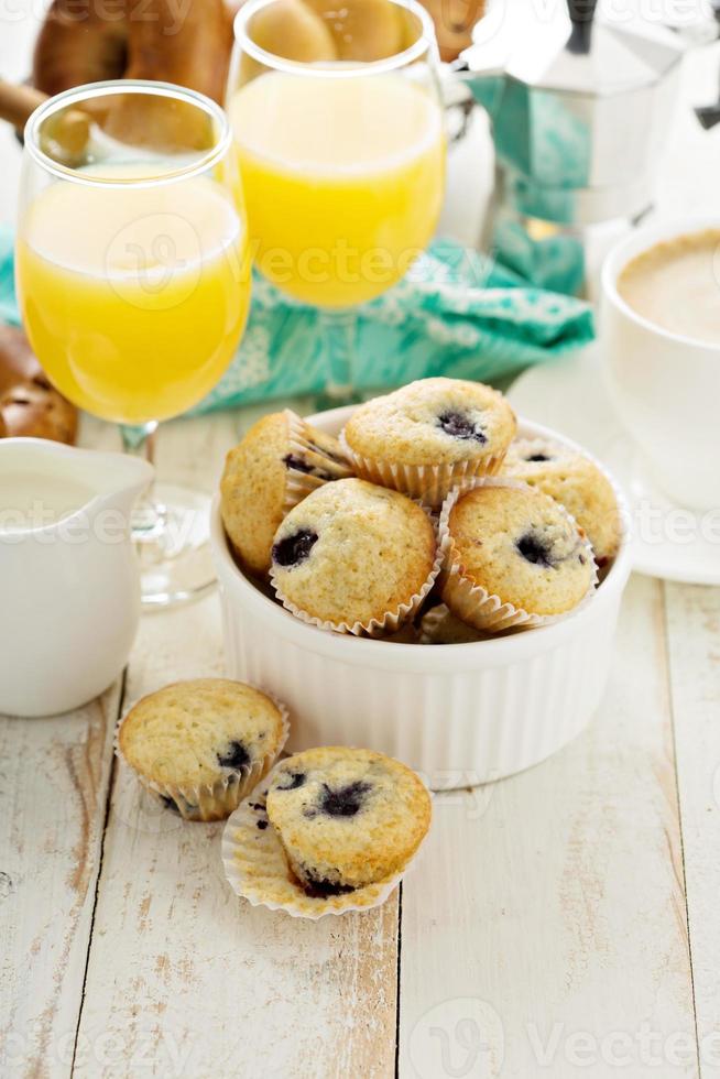 Fresh and bright continental breakfast table photo