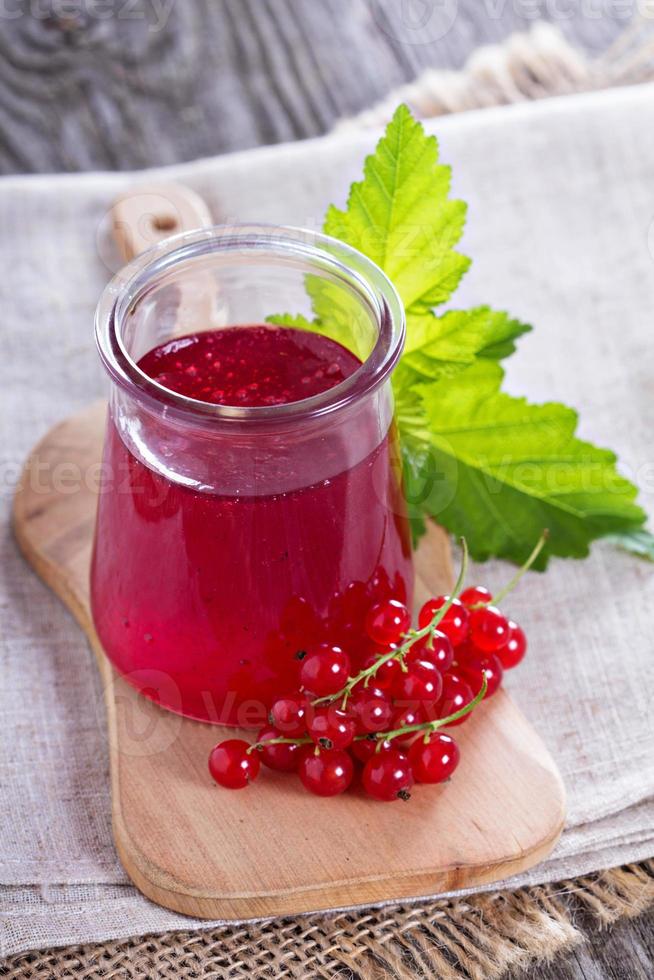 Red currant jelly in a jar photo