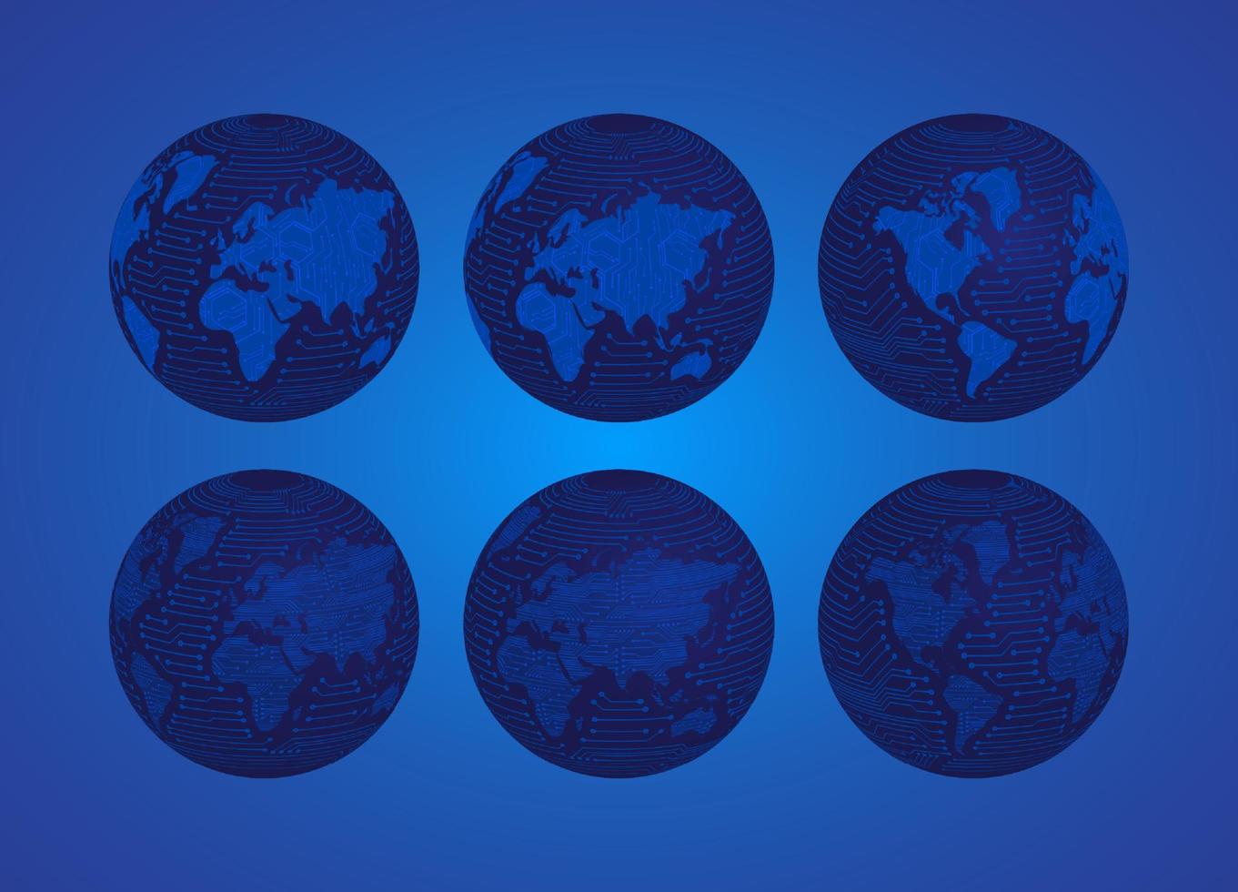 Modern Technology Globe icon set vector
