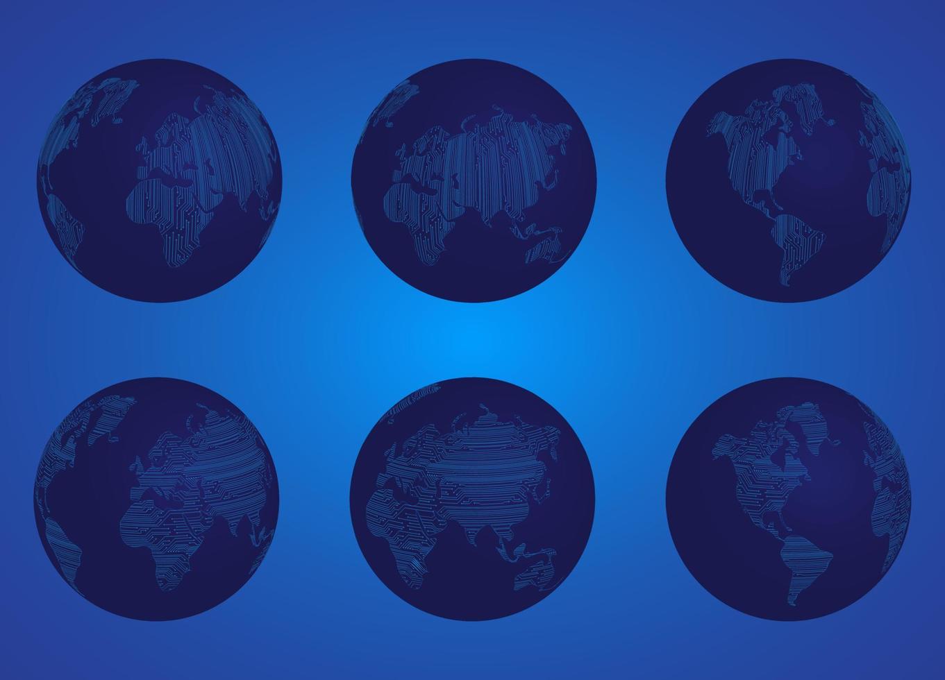 Modern Technology Globe icon set vector