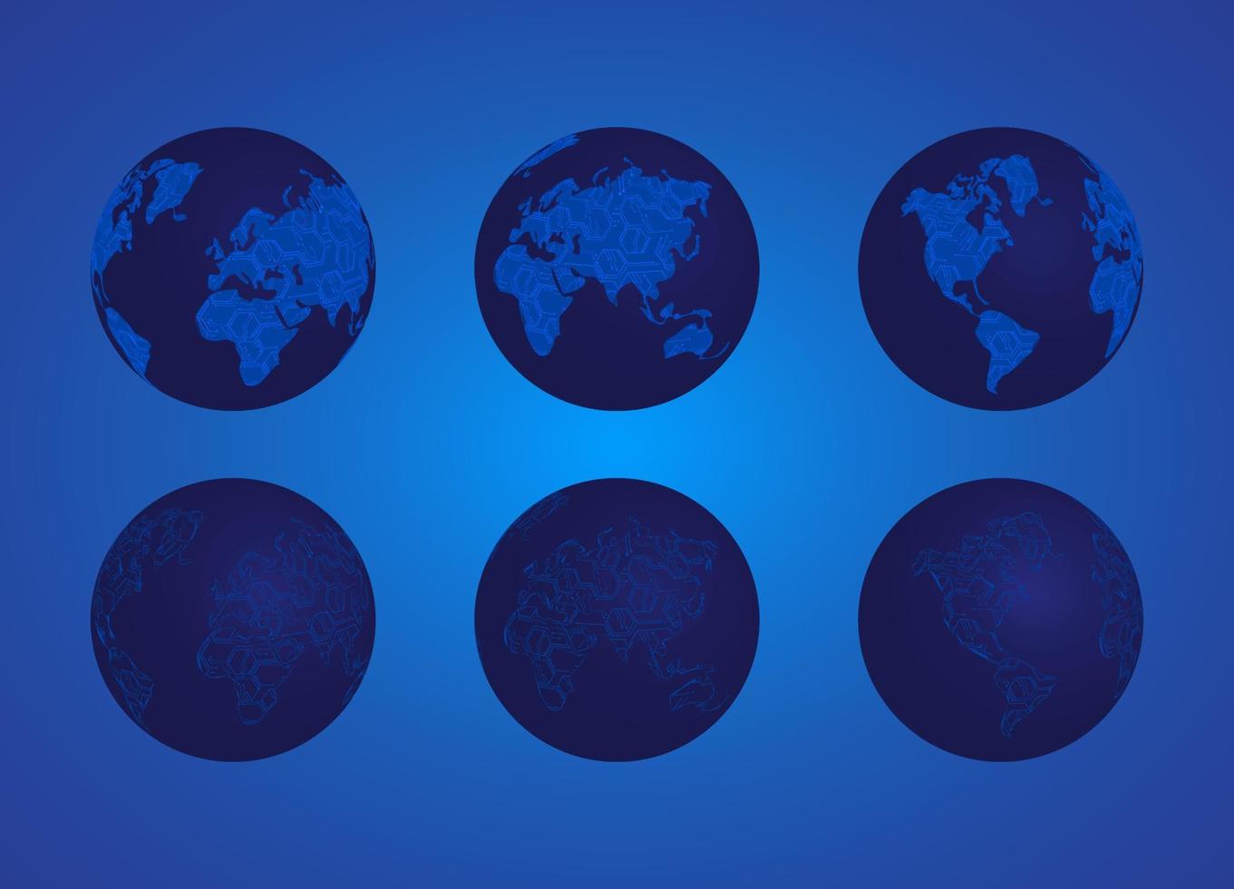 Modern Technology Globe icon set vector